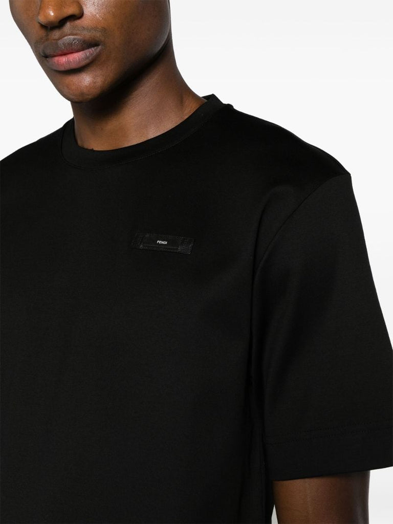 Black Fendi Roma-appliquÃ_x0083_Â© Cotton T-shirt