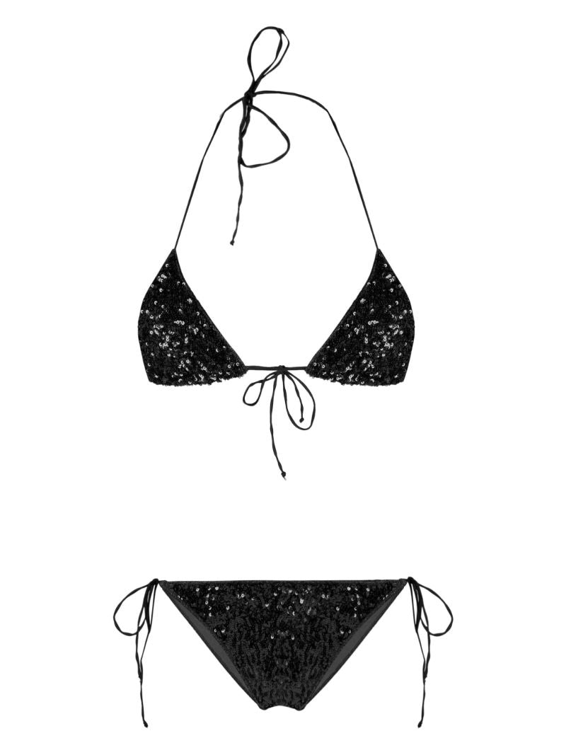 Black Night Sequins Triangle Bikini