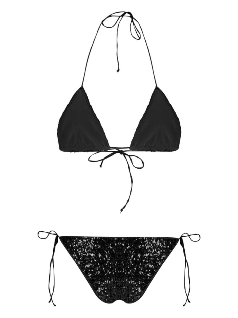 Black Night Sequins Triangle Bikini