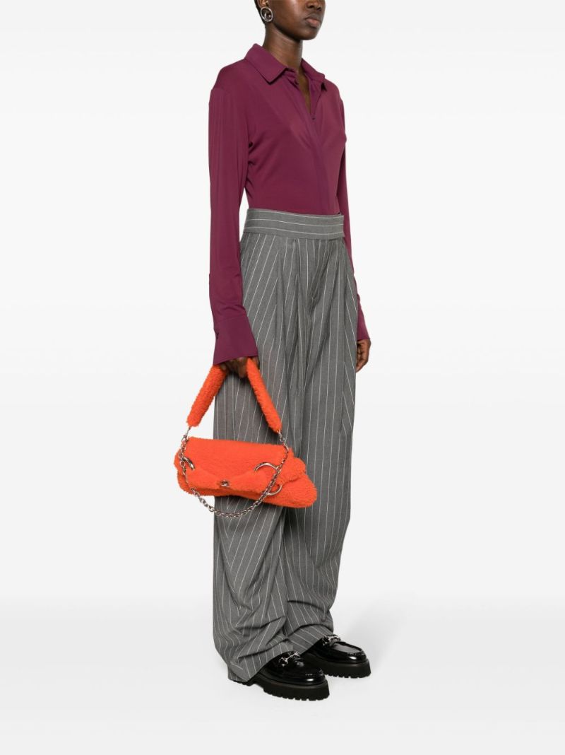 Orange New Horsebit Shearling Shoulder Bag