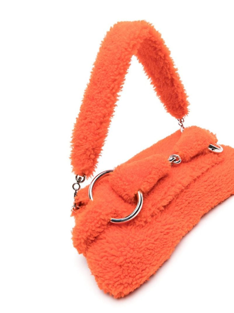 Orange New Horsebit Shearling Shoulder Bag