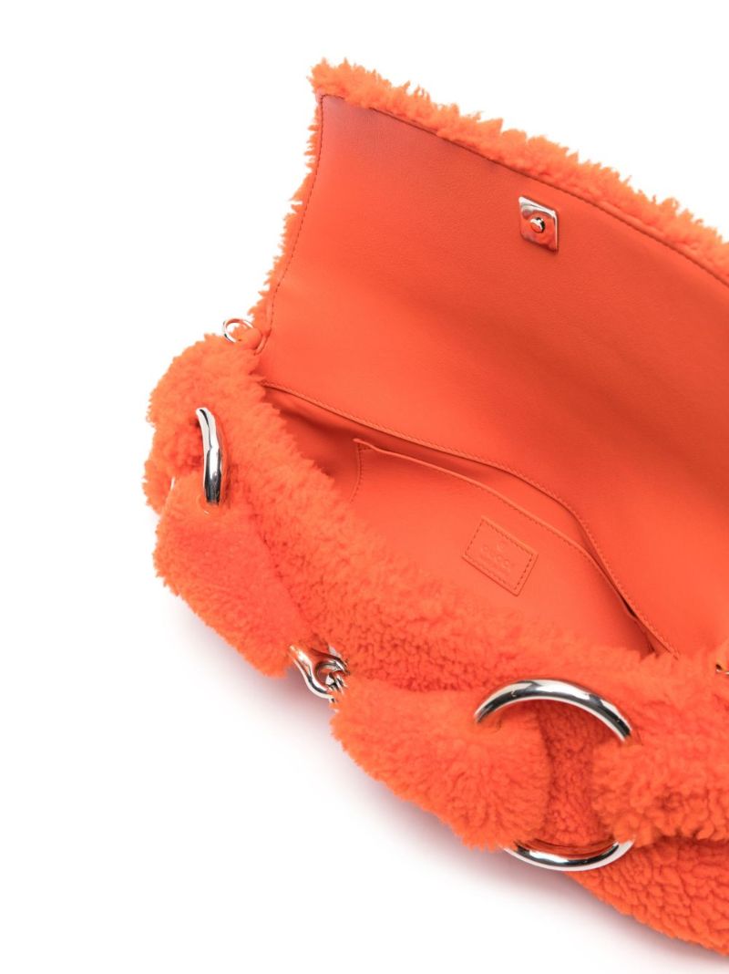 Orange New Horsebit Shearling Shoulder Bag