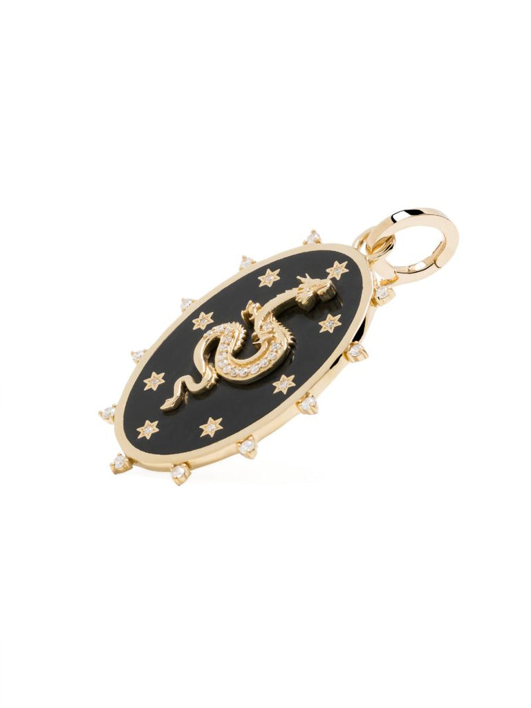 14k Yellow Gold Dragon Diamond Pendant