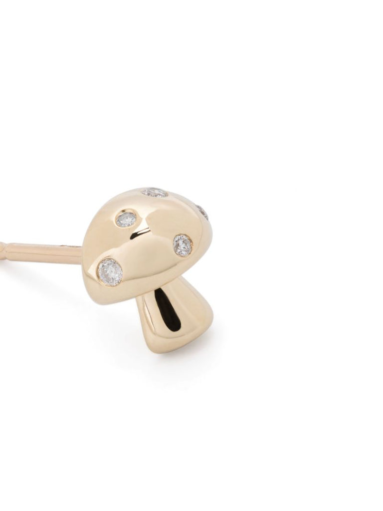 14k Yellow Gold Enchanted Mushroom Diamond Earrings