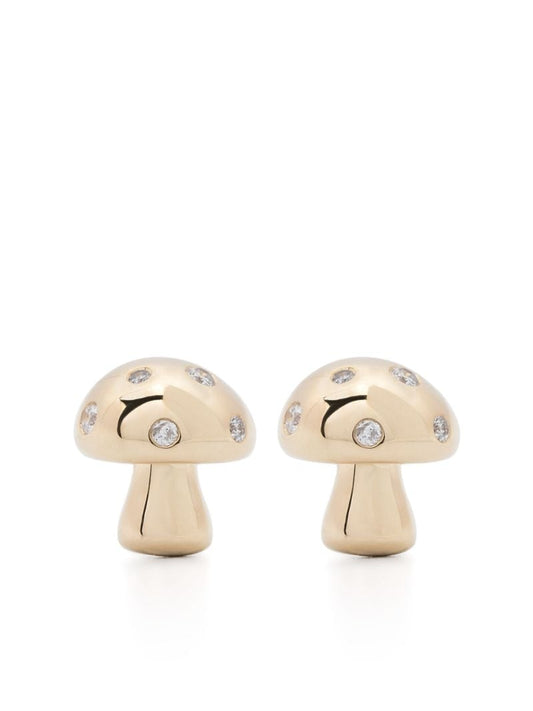 14k Yellow Gold Enchanted Mushroom Diamond Earrings