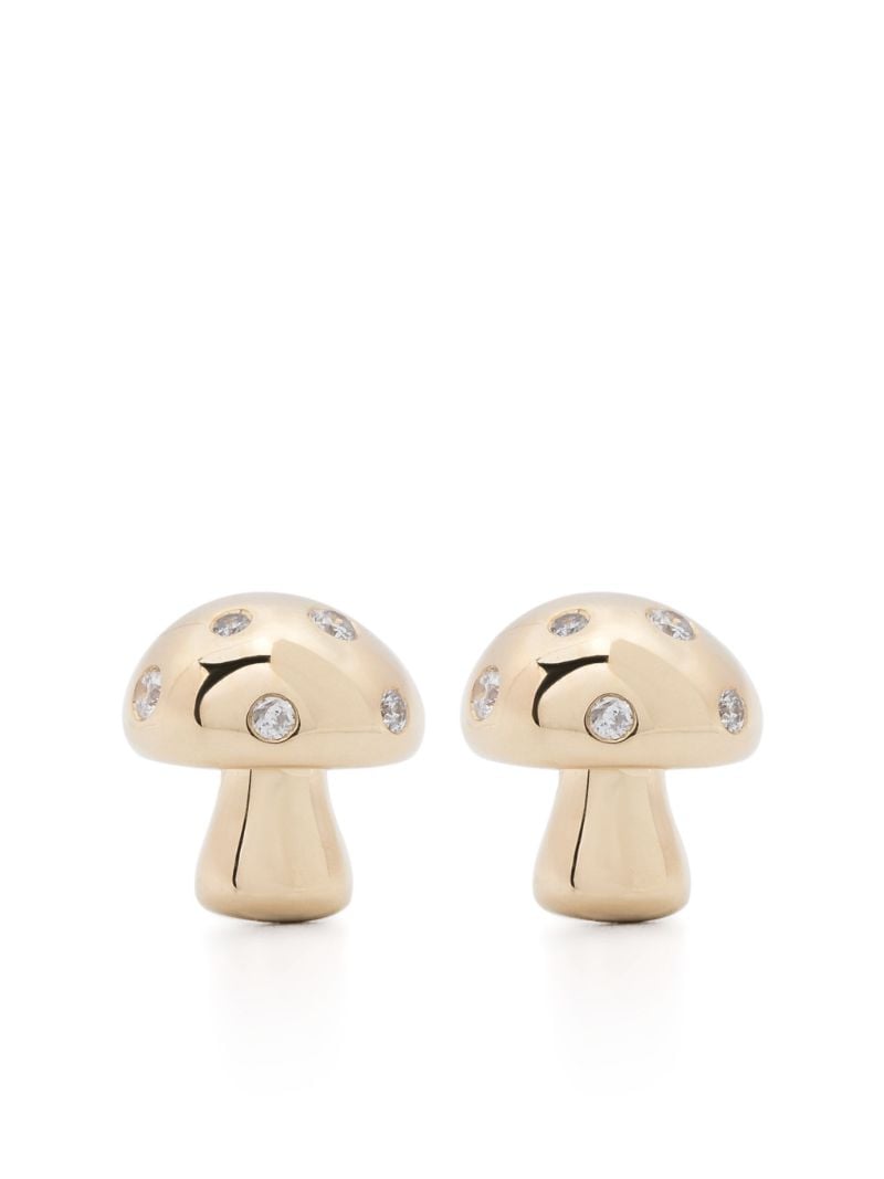 14k Yellow Gold Enchanted Mushroom Diamond Earrings