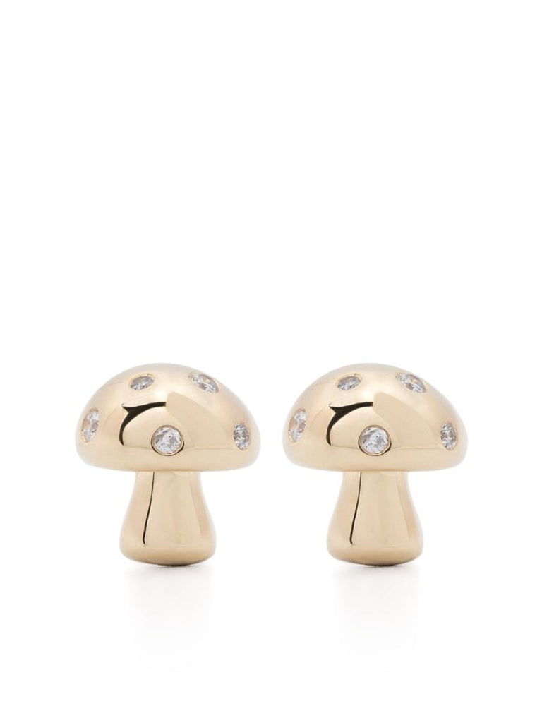 14k Yellow Gold Enchanted Mushroom Diamond Earrings