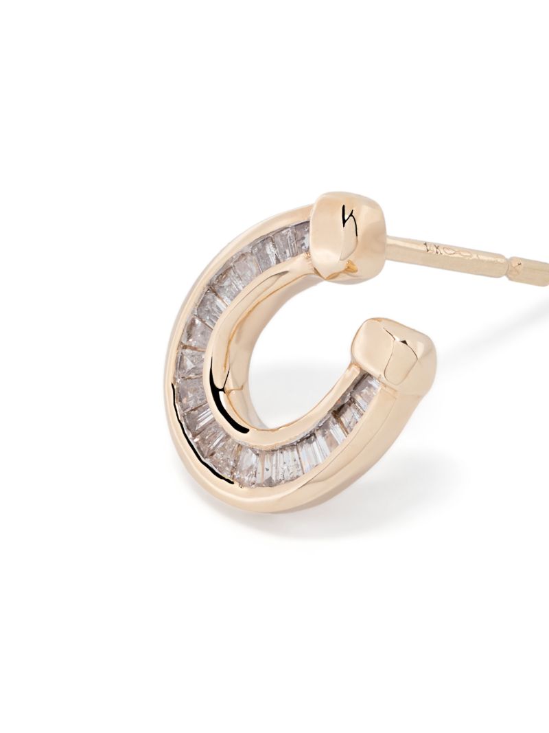 14k Yellow Gold Horseshoe Diamond Stud Earrings