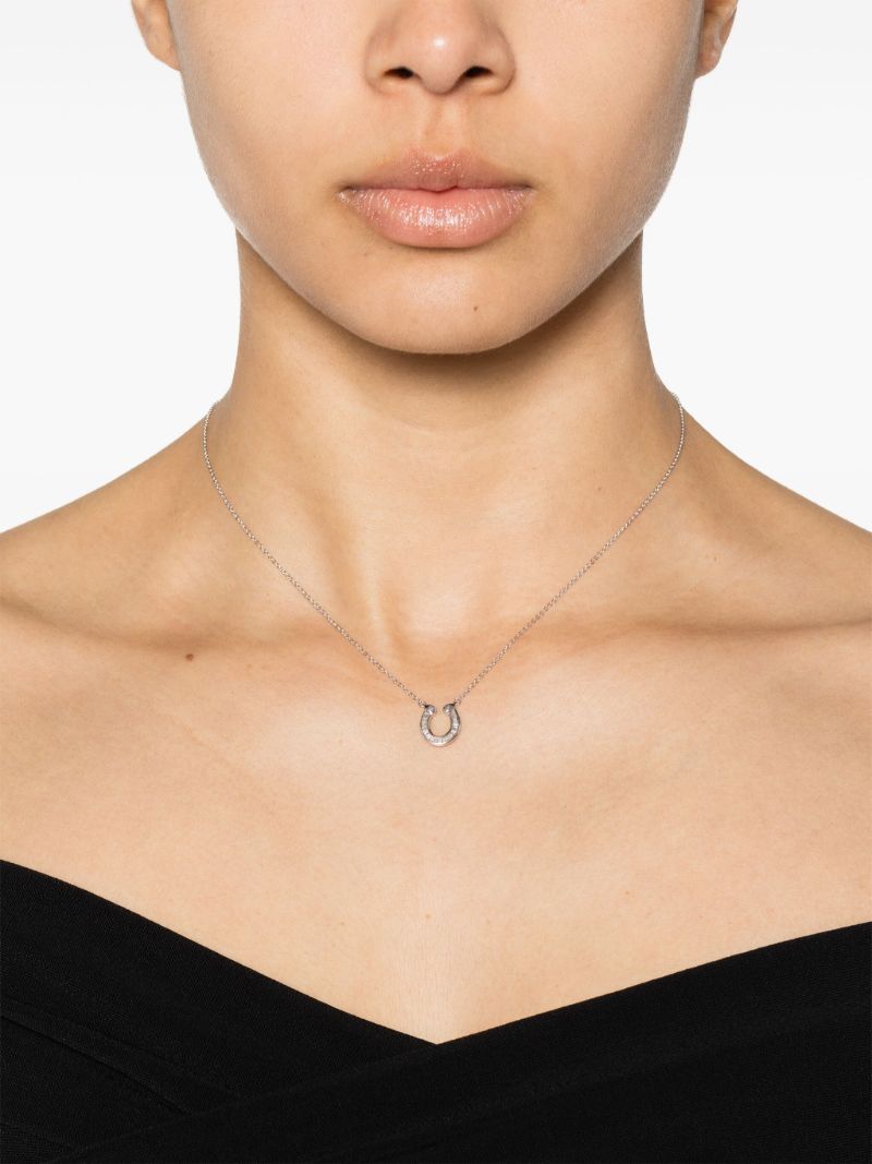Sterling Silver Baguette Horseshoe Diamond Necklace