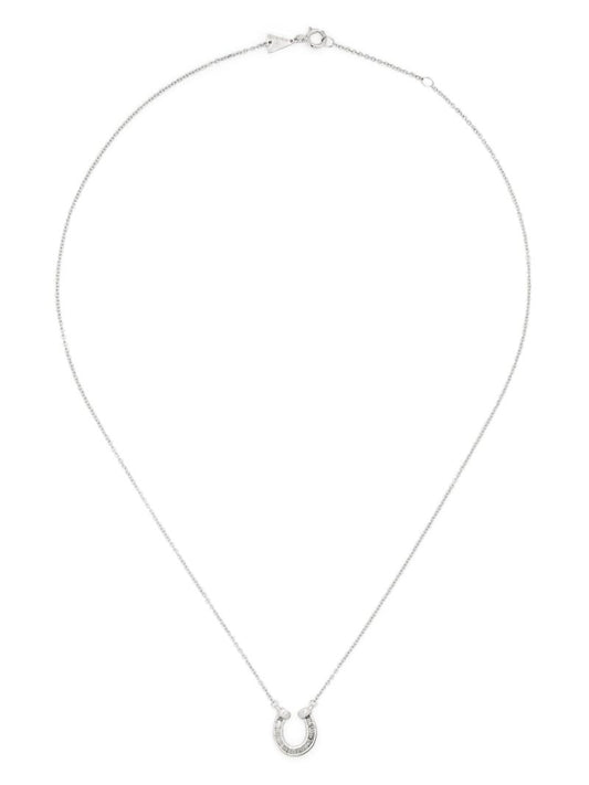 Sterling Silver Baguette Horseshoe Diamond Necklace