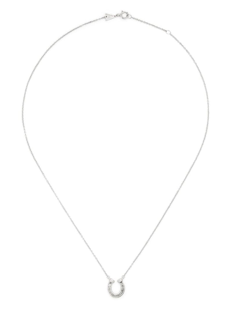 Sterling Silver Baguette Horseshoe Diamond Necklace