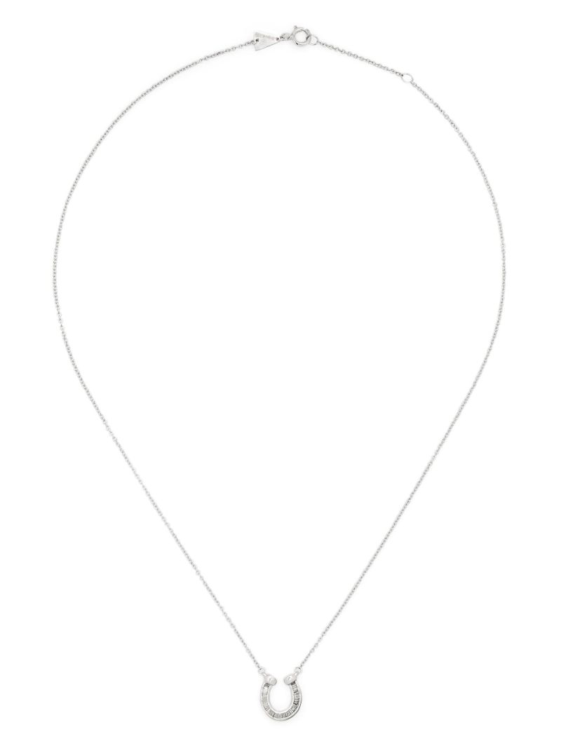 Sterling Silver Baguette Horseshoe Diamond Necklace