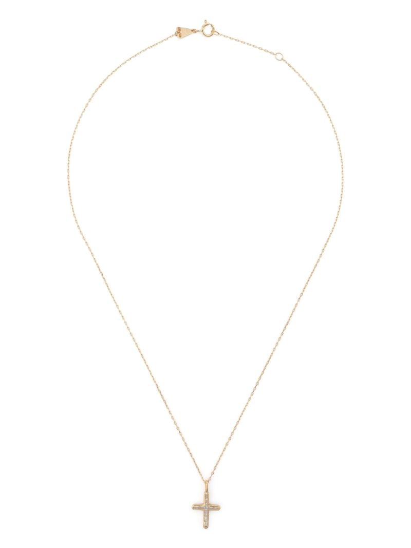 14k Yellow Gold Cross Diamond Necklace