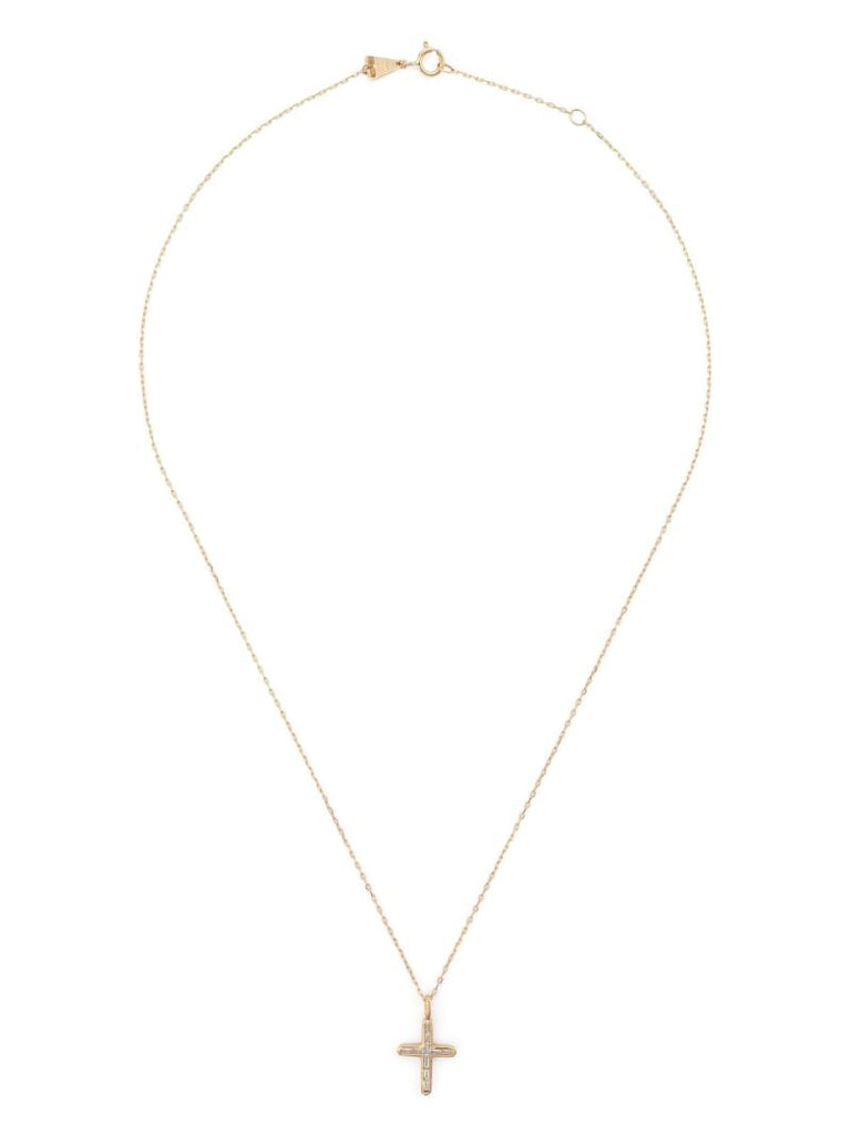 14k Yellow Gold Cross Diamond Necklace
