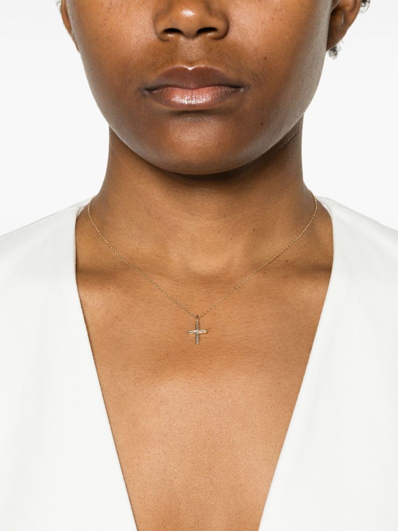 14k Yellow Gold Cross Diamond Necklace