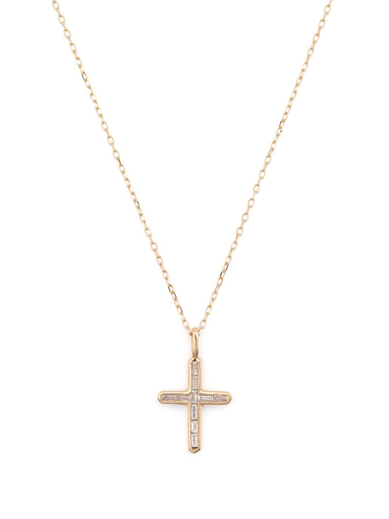 14k Yellow Gold Cross Diamond Necklace
