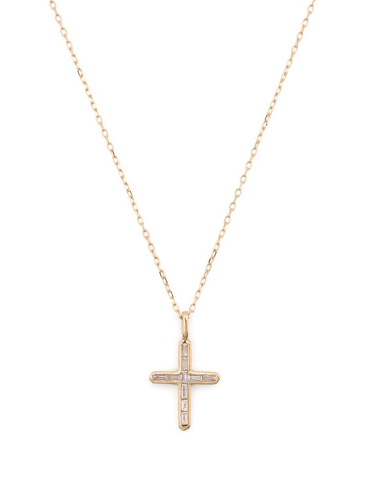 14k Yellow Gold Cross Diamond Necklace