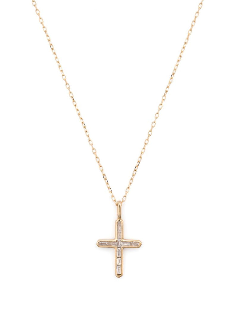 14k Yellow Gold Cross Diamond Necklace