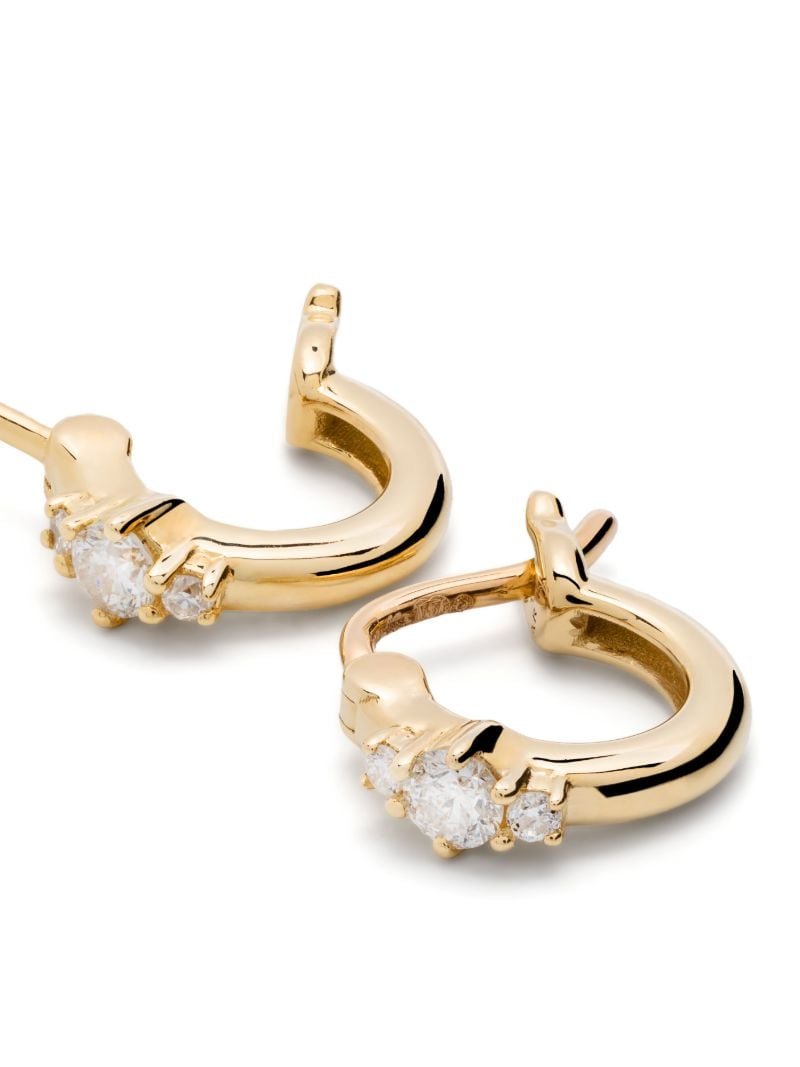 14k Yellow Gold Trio Diamond Huggie-hoop Earrings