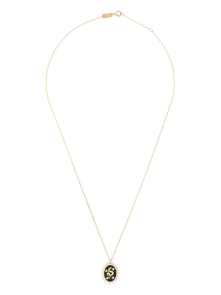 14k Yellow Gold Dragon Diamond Pendant