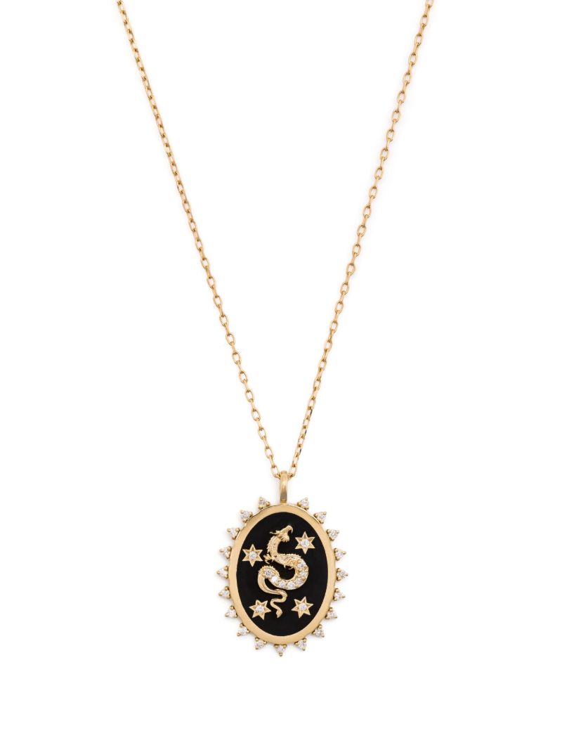14k Yellow Gold Dragon Diamond Pendant