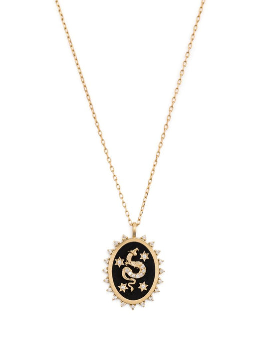 14k Yellow Gold Dragon Diamond Pendant