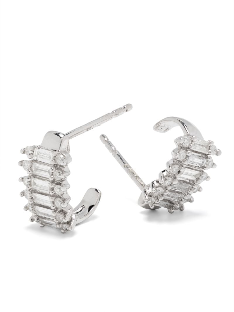 Sterling Silver Stack Baguette Diamond Earrings