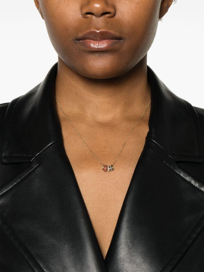 14k Yellow Gold Bead Party Diamond and Garnet Necklace