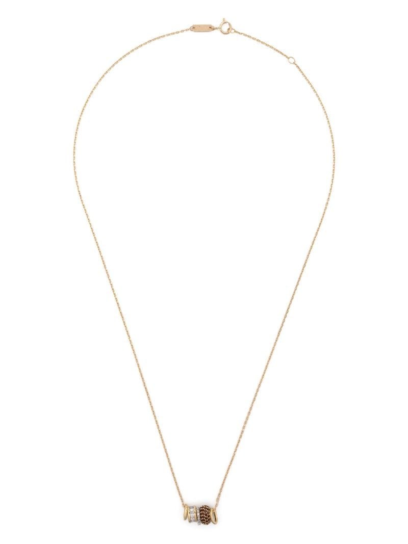 14k Yellow Gold Bead Party Diamond and Garnet Necklace