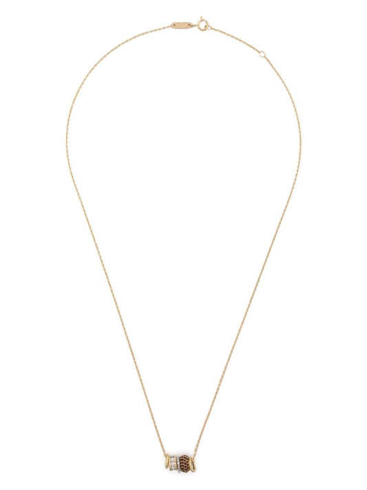 14k Yellow Gold Bead Party Diamond and Garnet Necklace