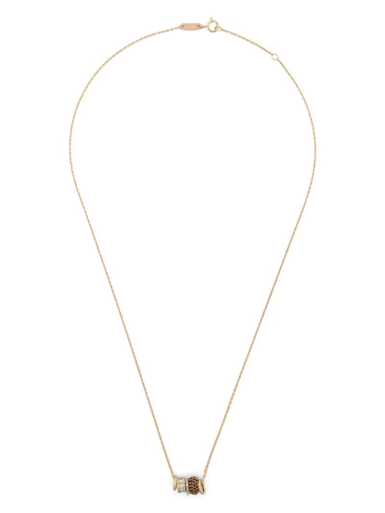 14k Yellow Gold Bead Party Diamond and Garnet Necklace