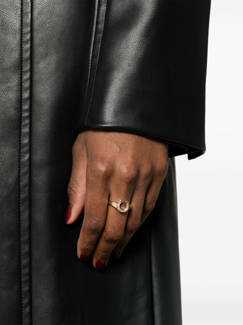 14k Yellow Gold Horseshoe Diamond Ring