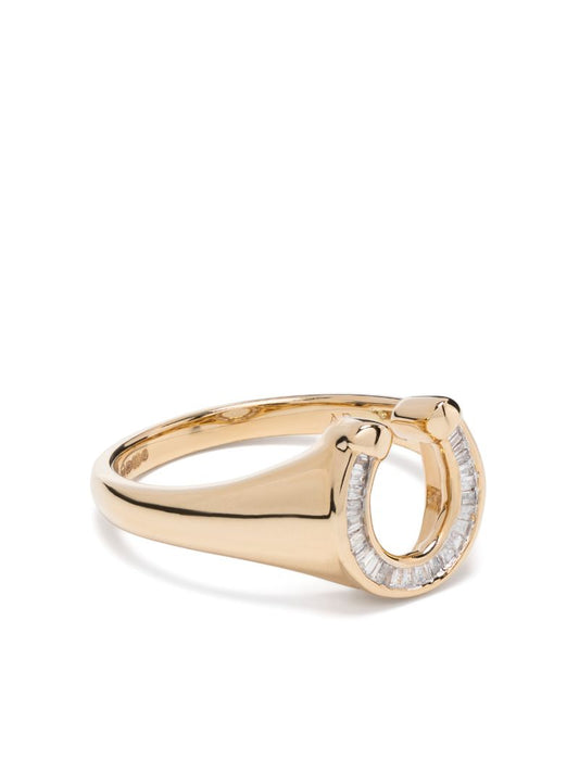 14k Yellow Gold Horseshoe Diamond Ring
