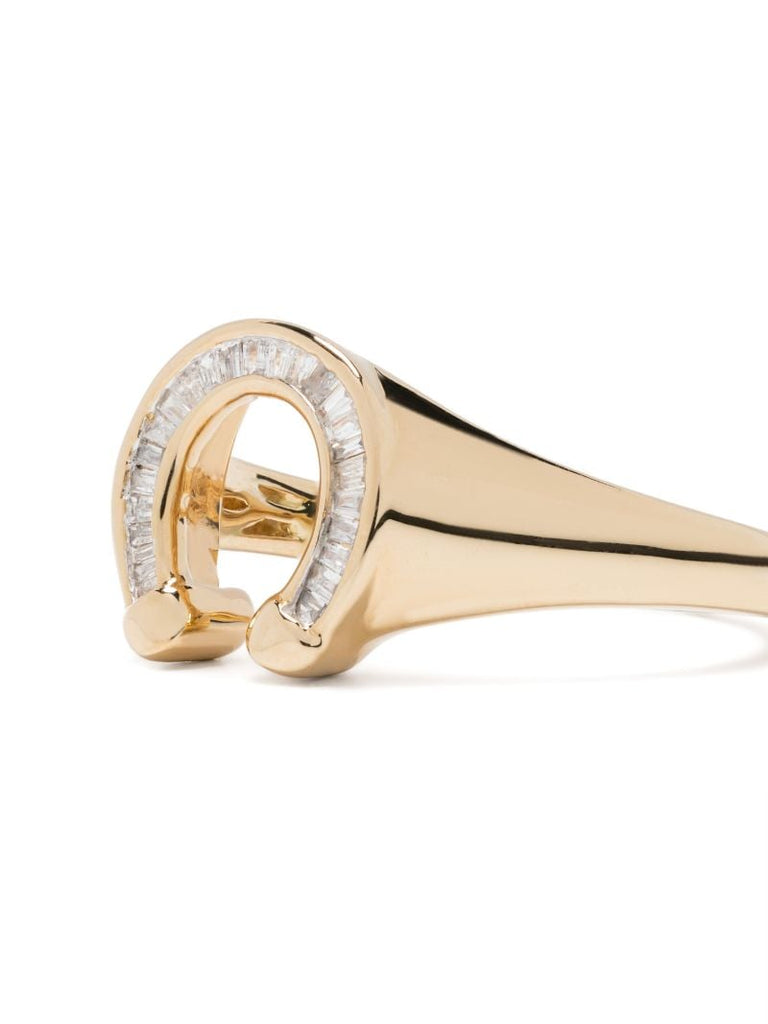 14k Yellow Gold Horseshoe Diamond Ring