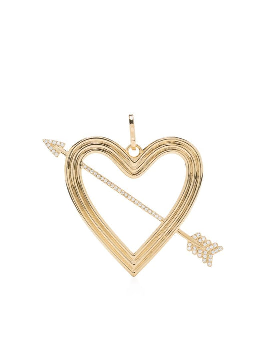 14k Yellow Gold Heart + Arrow Diamond Pendant