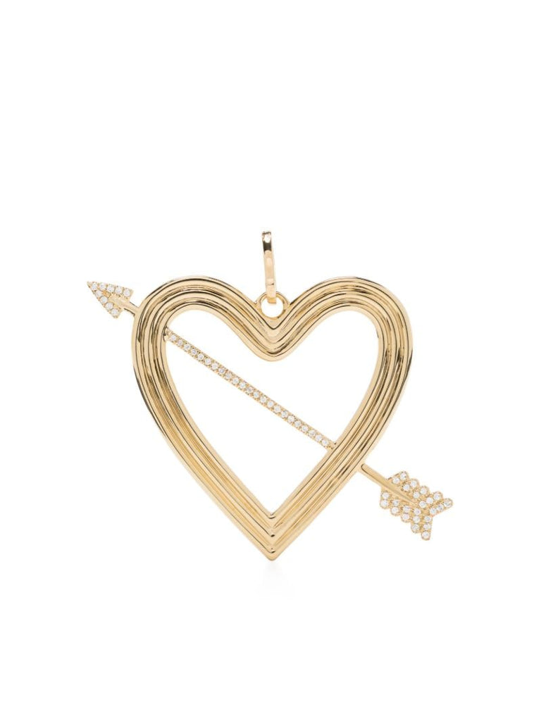 14k Yellow Gold Heart + Arrow Diamond Pendant