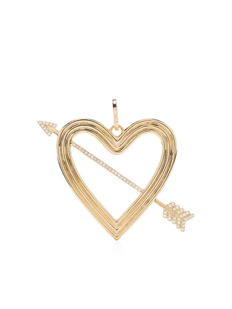 14k Yellow Gold Heart + Arrow Diamond Pendant