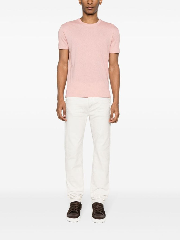 Pink Logo-embroidered MÃ_x0083_Â©lange T-shirt