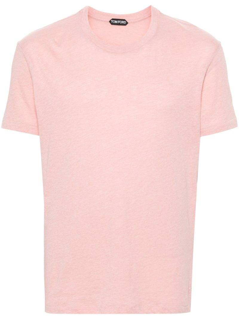 Pink Logo-embroidered MÃ_x0083_Â©lange T-shirt
