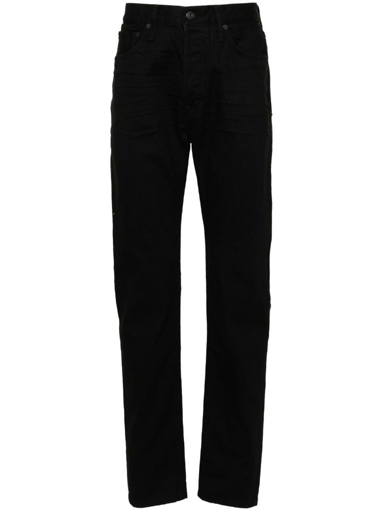 Black Mid-rise Slim-cut Jeans