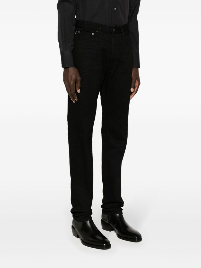 Black Mid-rise Slim-cut Jeans