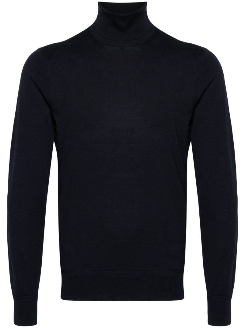 Blue High-neck Wool Jumper