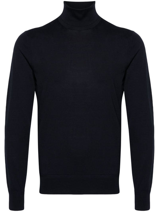 Blue High-neck Wool Jumper