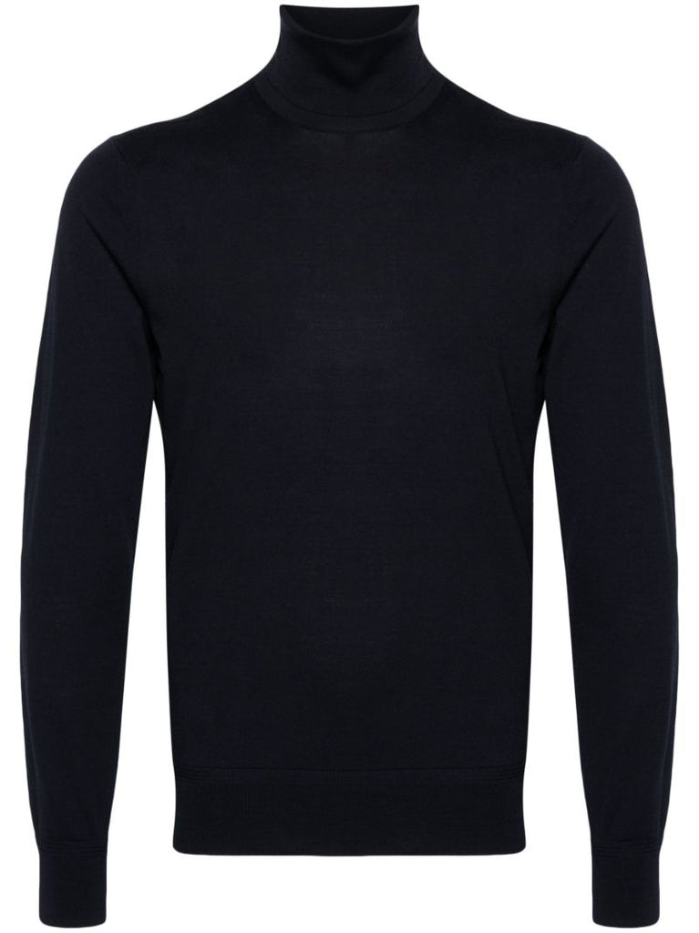Blue High-neck Wool Jumper