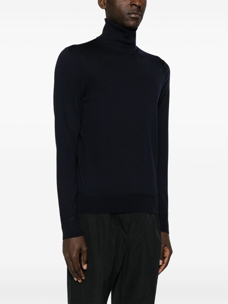 Blue High-neck Wool Jumper