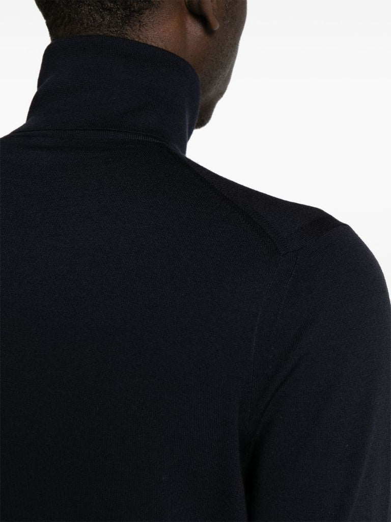 Blue High-neck Wool Jumper