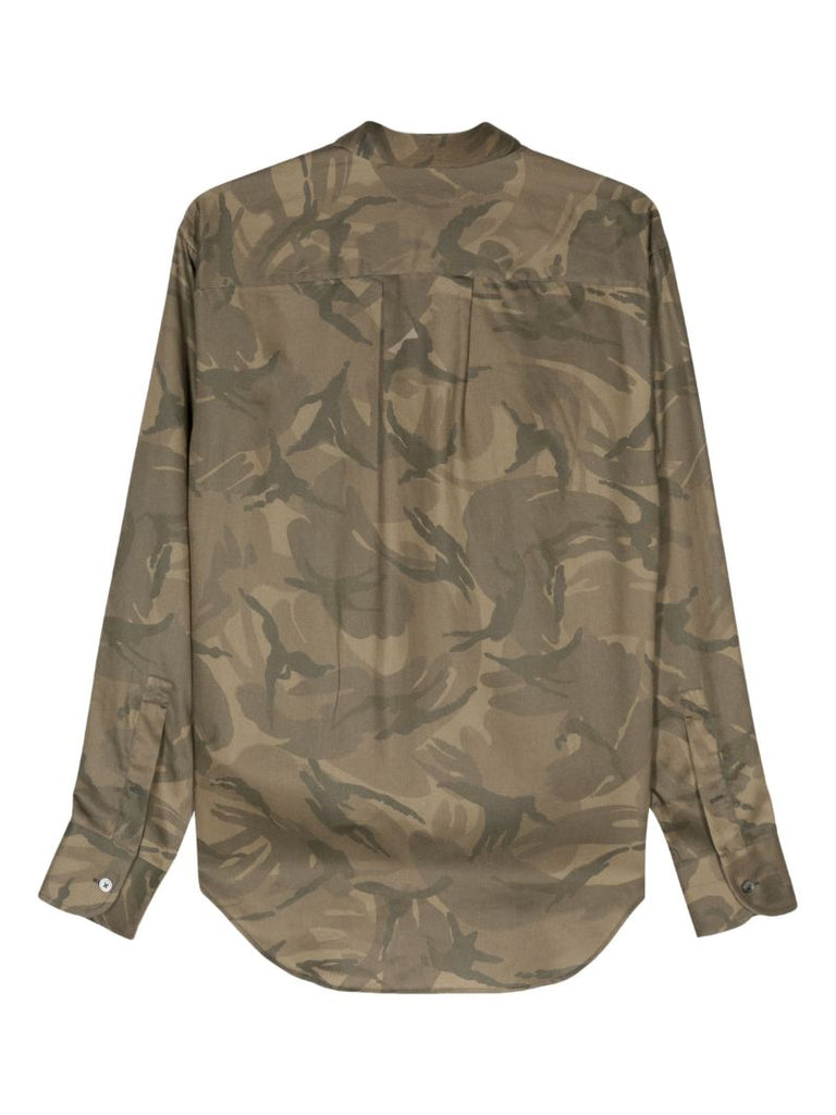 Green Camouflage-print Button-down Shirt