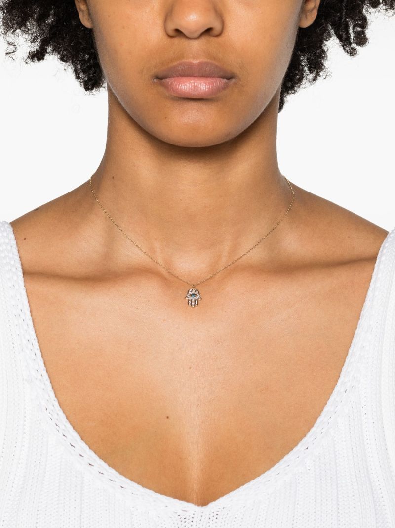 14k Yellow Gold Hamsa Diamond Necklace