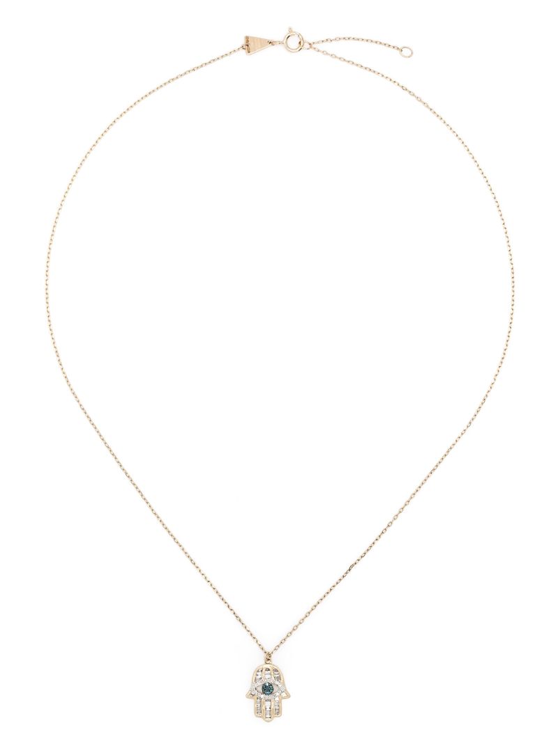 14k Yellow Gold Hamsa Diamond Necklace