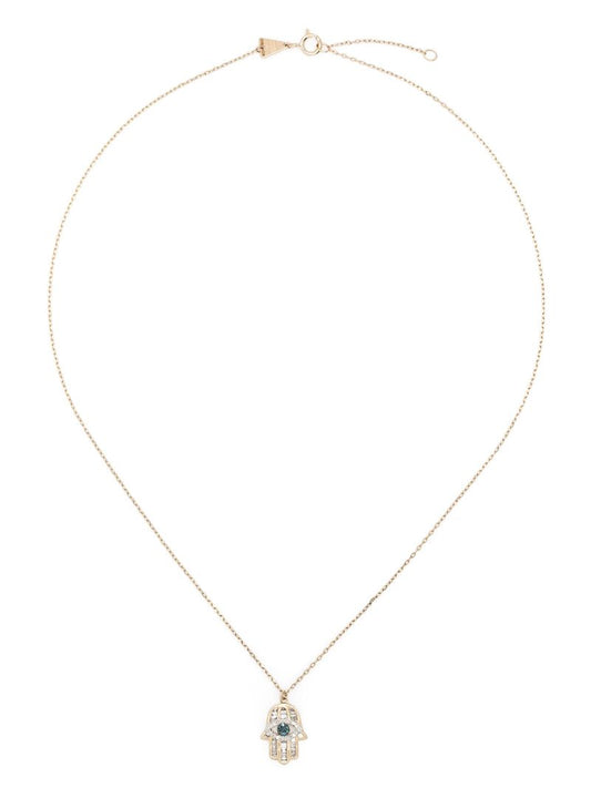 14k Yellow Gold Hamsa Diamond Necklace